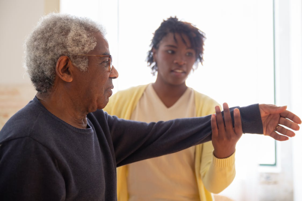 a dementia patient with his caretaker